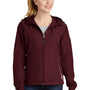 Sport-Tek Womens Water Resistant Full Zip Hooded Jacket - Maroon/White