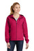 Sport-Tek LST76 Womens Water Resistant Full Zip Hooded Jacket Raspberry Pink/White Model Front