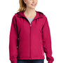 Sport-Tek Womens Water Resistant Full Zip Hooded Jacket - Raspberry Pink/White