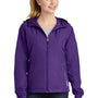 Sport-Tek Womens Water Resistant Full Zip Hooded Jacket - Purple/White