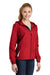 Sport-Tek LST76 Womens Water Resistant Full Zip Hooded Jacket True Red/White Model 3q