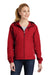 Sport-Tek LST76 Womens Water Resistant Full Zip Hooded Jacket True Red/White Model Front