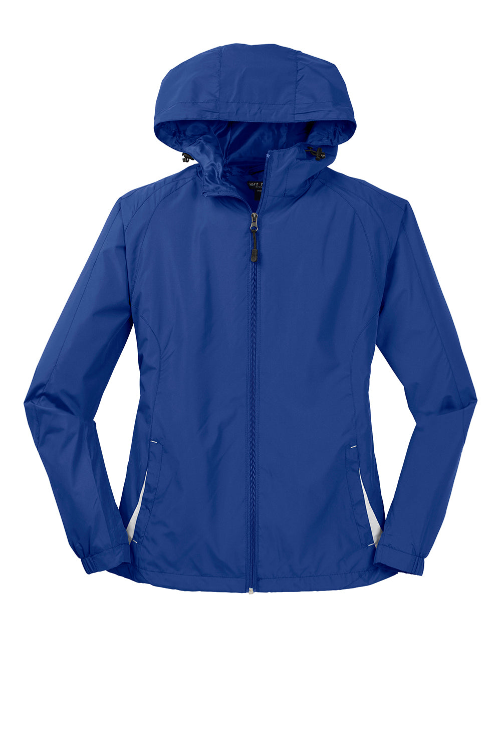 Sport-Tek LST76 Womens Water Resistant Full Zip Hooded Jacket True Royal Blue/White Flat Front