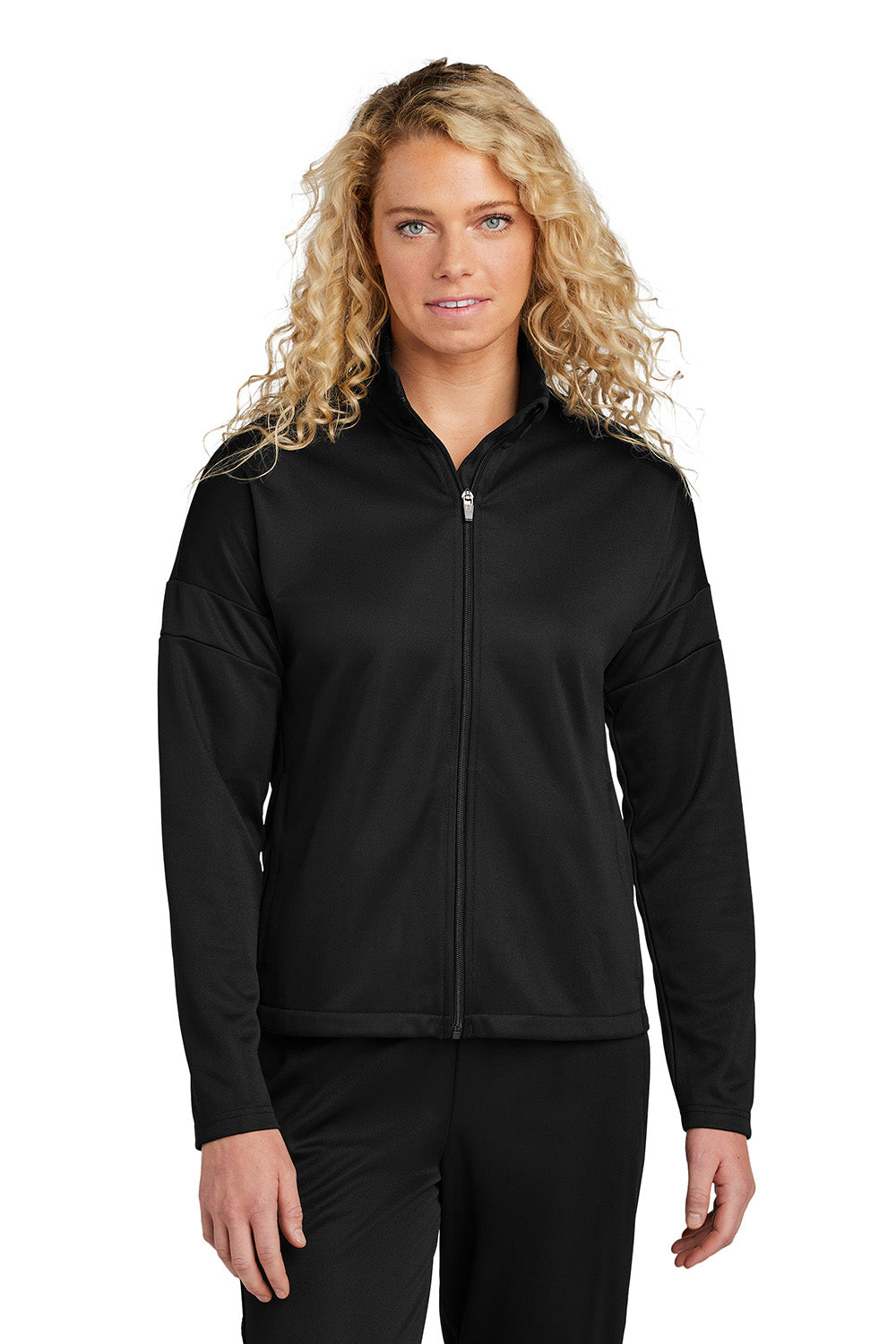 Sport-Tek LST800 Womens Travel Full Zip Jacket Black Model Front