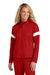 Sport-Tek LST800 Womens Travel Full Zip Jacket Deep Red/White Model Front