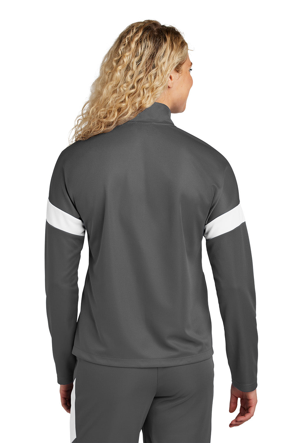 Sport-Tek LST800 Womens Travel Full Zip Jacket Iron Grey/White Model Back