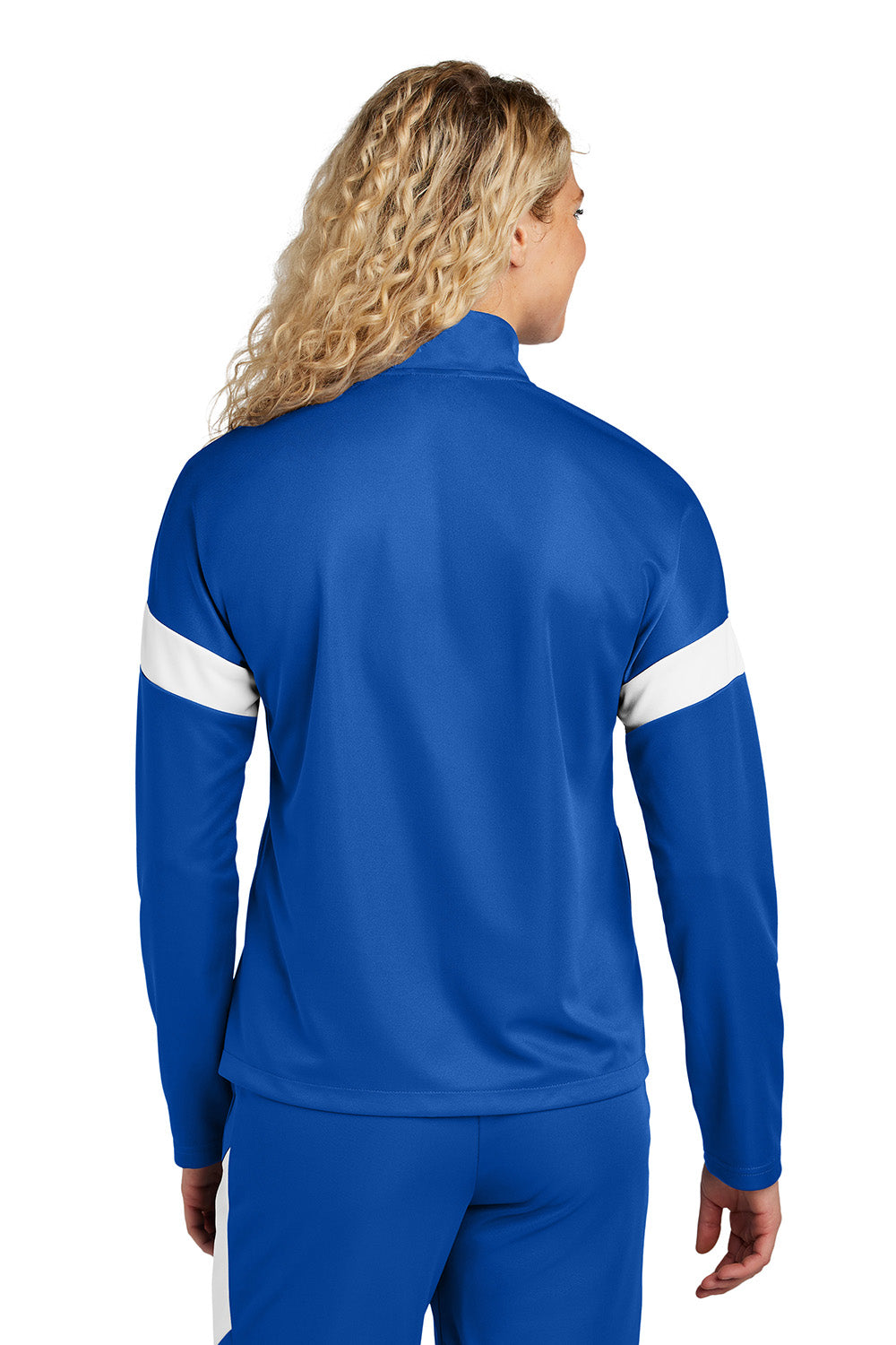 Sport-Tek LST800 Womens Travel Full Zip Jacket True Royal Blue/White Model Back