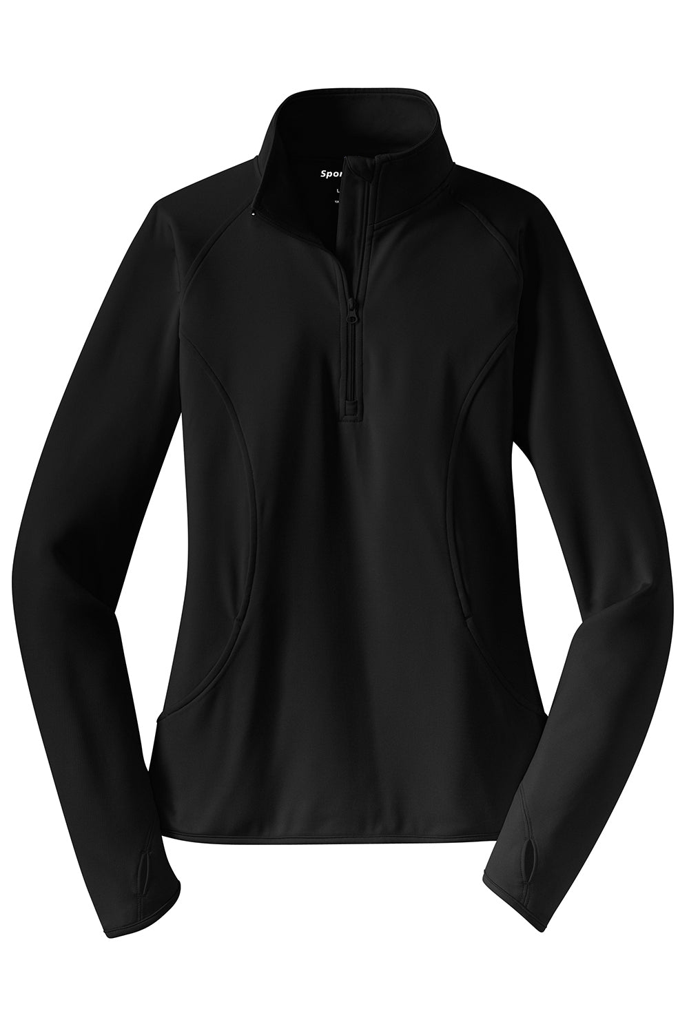 Sport-Tek LST850 Womens Sport-Wick Moisture Wicking 1/4 Zip Sweatshirt Black Flat Front