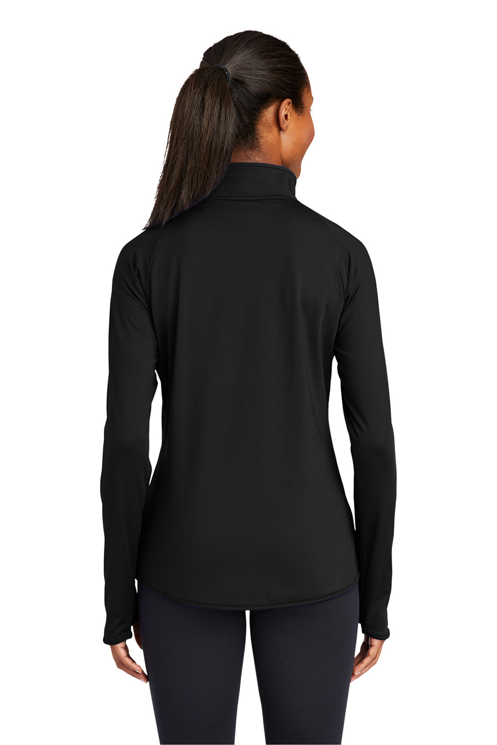 Sport-Tek LST850 Womens Sport-Wick Moisture Wicking 1/4 Zip Sweatshirt Black Model Back