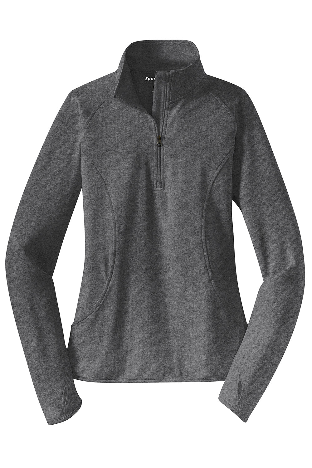 Sport-Tek LST850 Womens Sport-Wick Moisture Wicking 1/4 Zip Sweatshirt Heather Charcoal Grey Flat Front