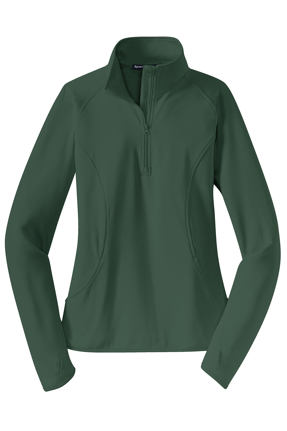 Sport-Tek LST850 Womens Sport-Wick Moisture Wicking 1/4 Zip Sweatshirt Forest Green Flat Front