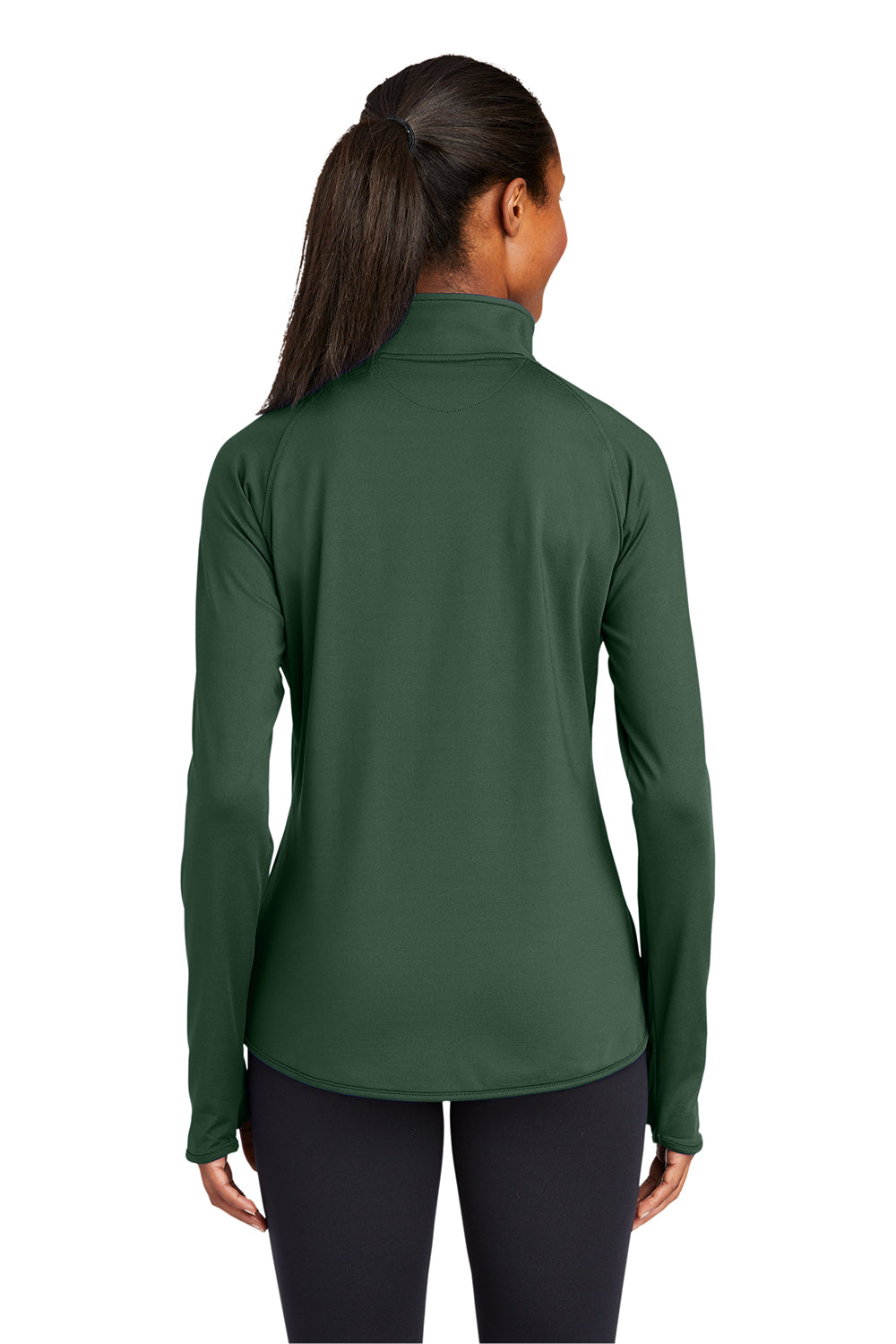 Sport-Tek LST850 Womens Sport-Wick Moisture Wicking 1/4 Zip Sweatshirt Forest Green Model Back