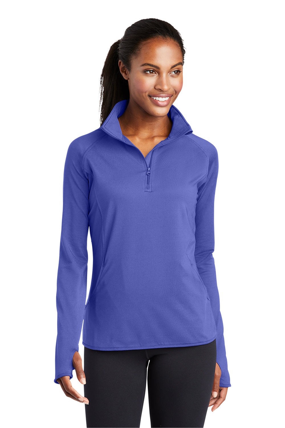 Sport-Tek LST850 Womens Sport-Wick Moisture Wicking 1/4 Zip Sweatshirt Iris Purple Model Front