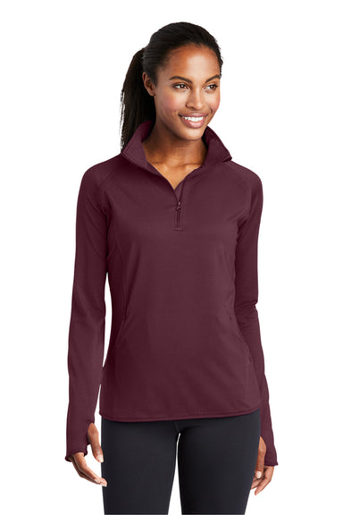 Sport-Tek LST850 Womens Sport-Wick Moisture Wicking 1/4 Zip Sweatshirt Maroon Model Front