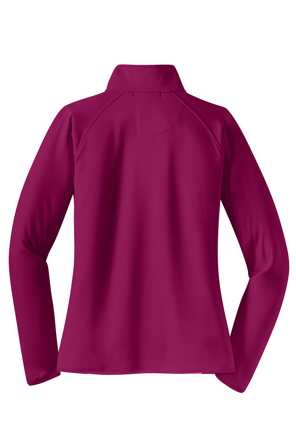 Sport-Tek LST850 Womens Sport-Wick Moisture Wicking 1/4 Zip Sweatshirt Pink Rush Flat Back