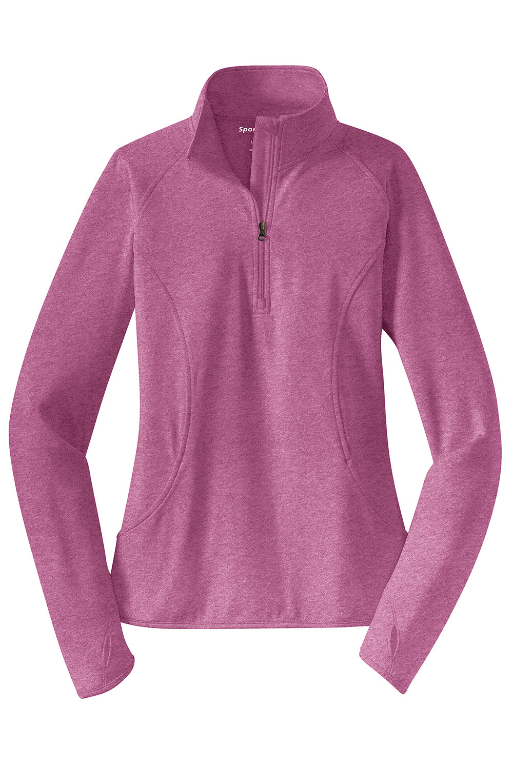 Sport-Tek LST850 Womens Sport-Wick Moisture Wicking 1/4 Zip Sweatshirt Heather Pink Rush Flat Front