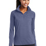 Sport-Tek Womens Sport-Wick Moisture Wicking 1/4 Zip Sweatshirt - Heather True Navy Blue