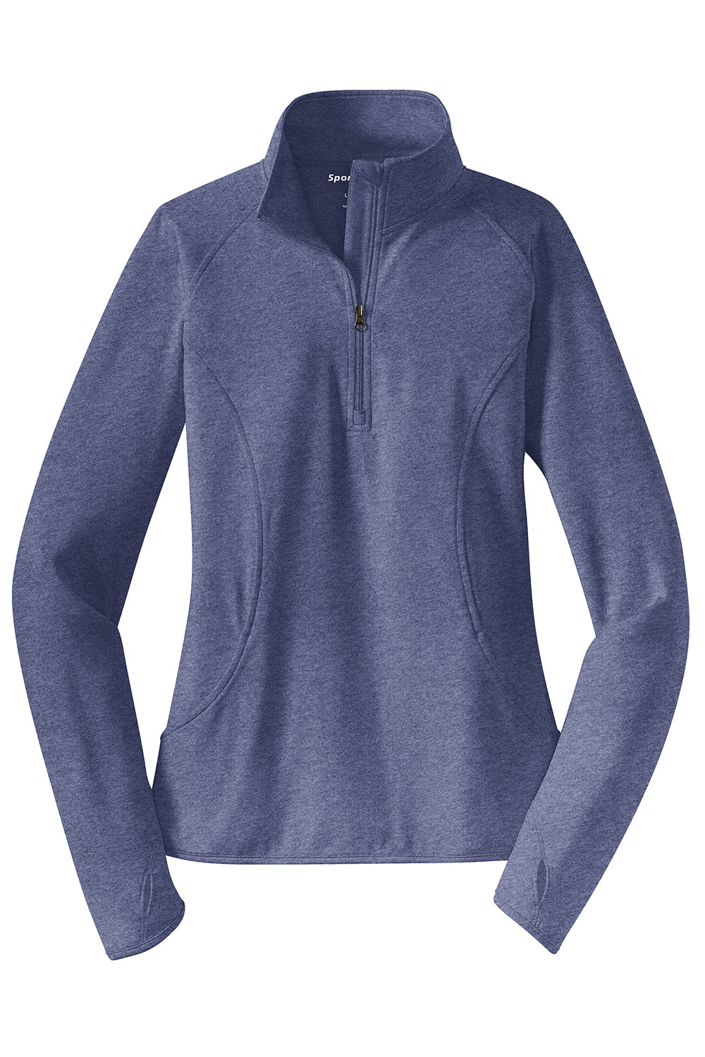 Sport-Tek LST850 Womens Sport-Wick Moisture Wicking 1/4 Zip Sweatshirt Heather True Navy Blue Flat Front