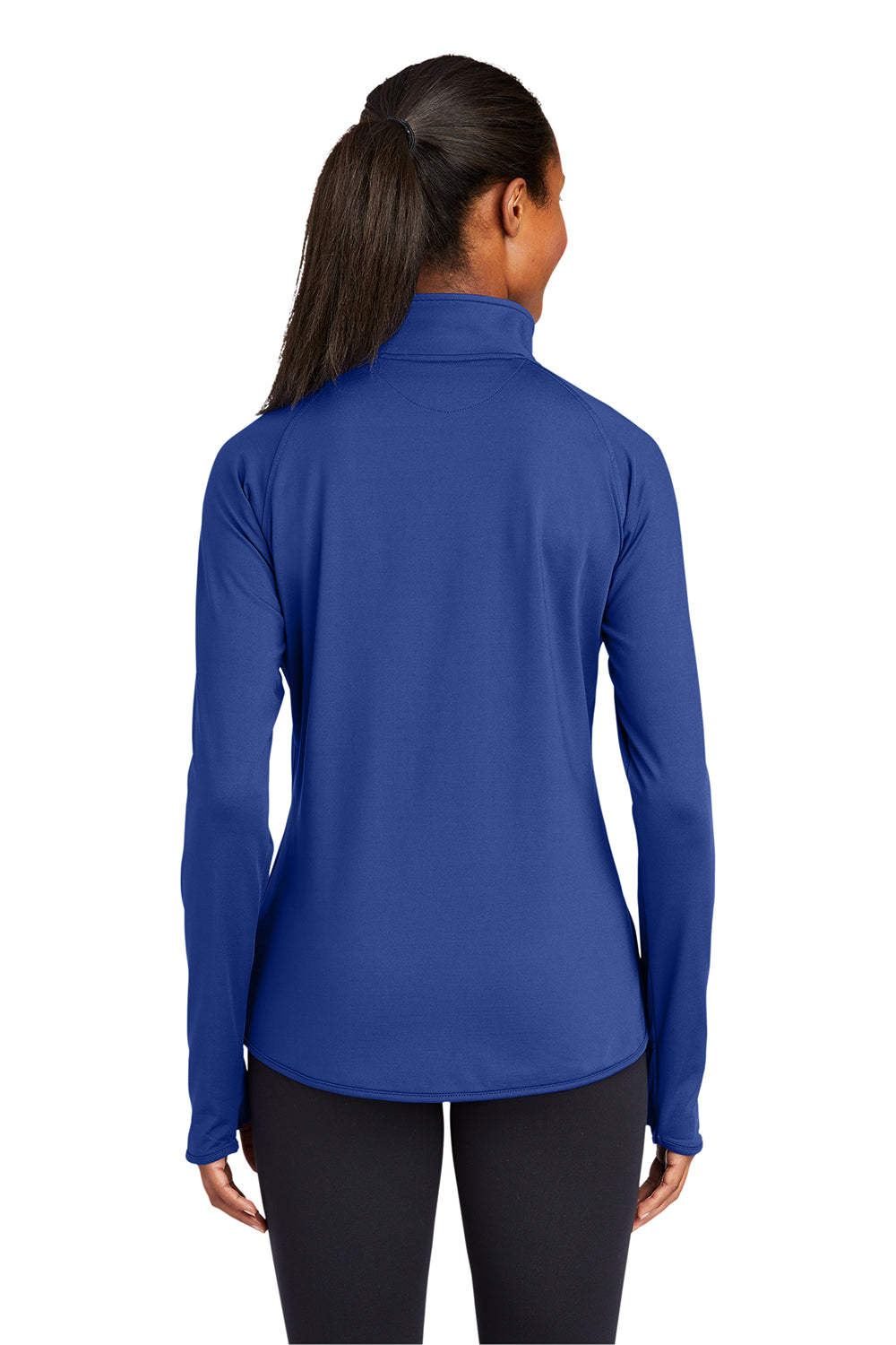 Sport-Tek LST850 Womens Sport-Wick Moisture Wicking 1/4 Zip Sweatshirt True Royal Blue Model Back