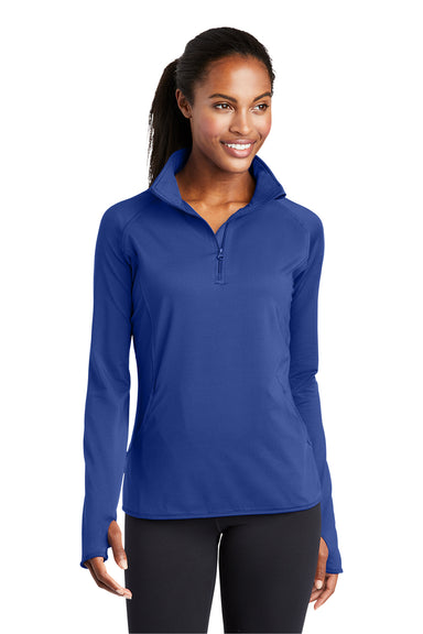 Sport-Tek LST850 Womens Sport-Wick Moisture Wicking 1/4 Zip Sweatshirt True Royal Blue Model Front