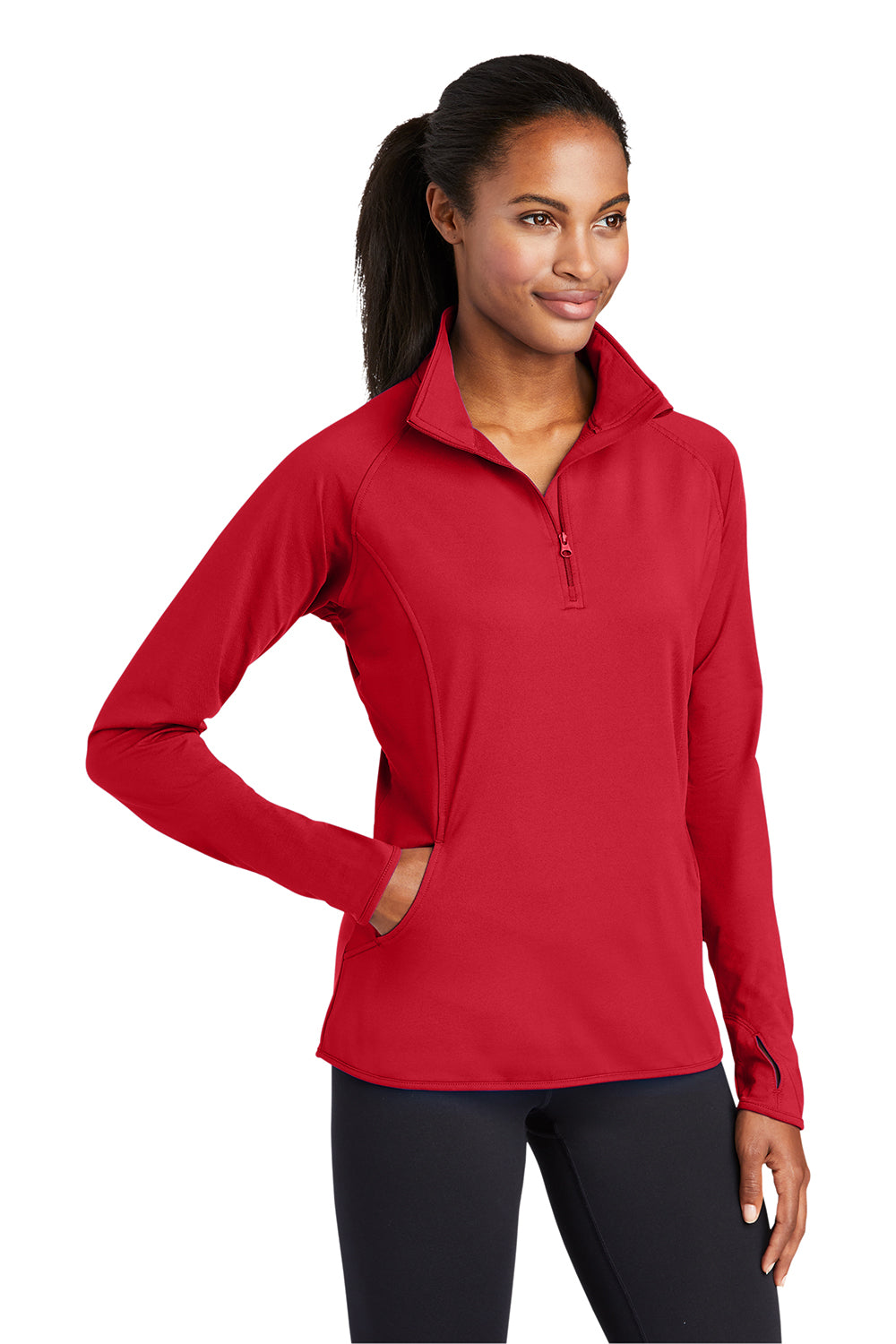 Sport-Tek LST850 Womens Sport-Wick Moisture Wicking 1/4 Zip Sweatshirt True Red Model 3q