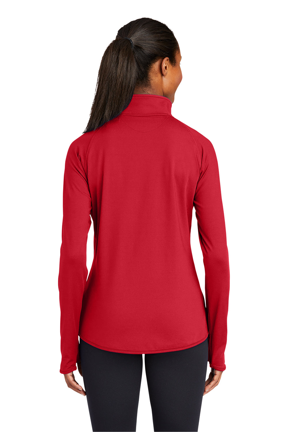 Sport-Tek LST850 Womens Sport-Wick Moisture Wicking 1/4 Zip Sweatshirt True Red Model Back