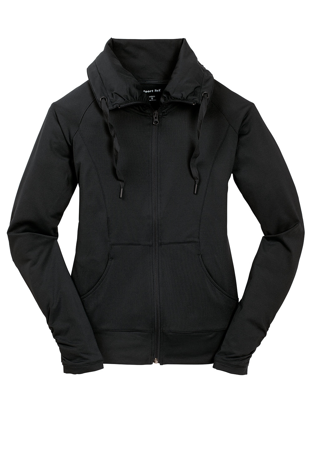 Sport-Tek LST852 Womens Sport-Wick Moisture Wicking Full Zip Jacket Black Flat Front