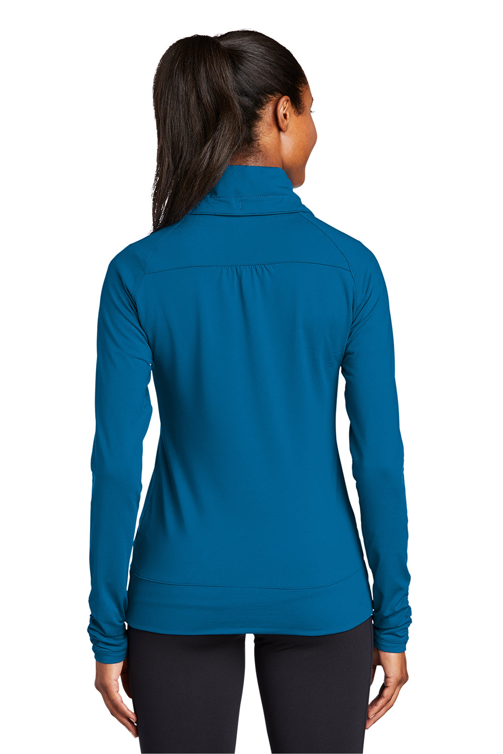 Sport-Tek LST852 Womens Sport-Wick Moisture Wicking Full Zip Jacket Peacock Blue Model Back