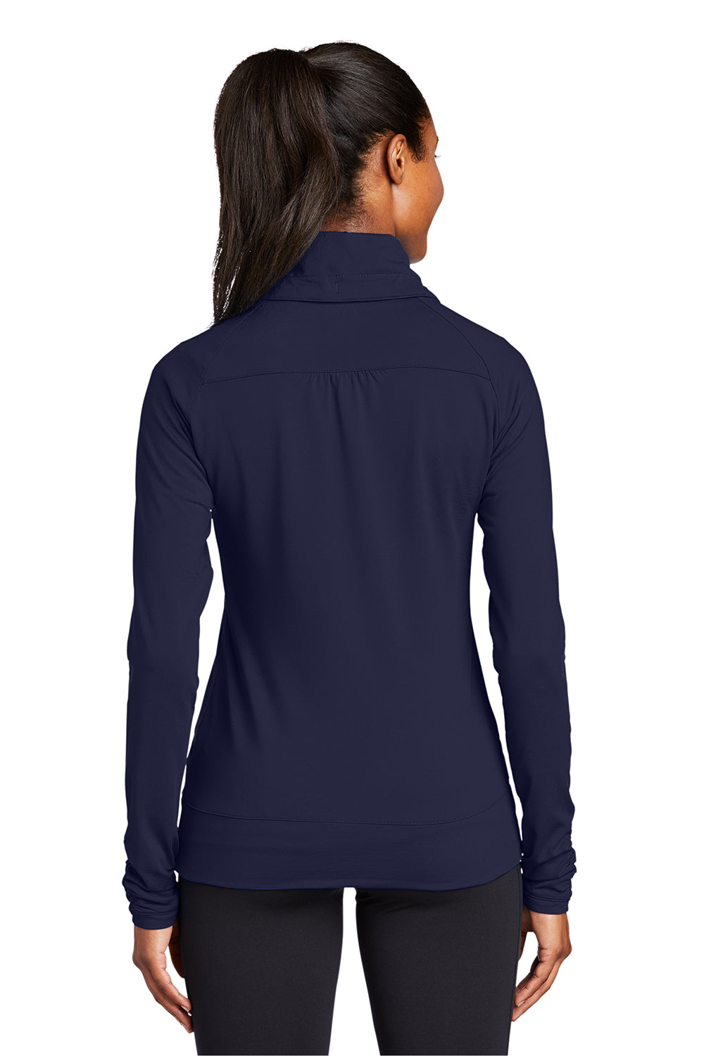 Sport-Tek LST852 Womens Sport-Wick Moisture Wicking Full Zip Jacket True Navy Blue Model Back