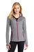 Sport-Tek LST853 Womens Sport-Wick Moisture Wicking Full Zip Jacket Heather Charcoal Grey/Pink Rush Model Front