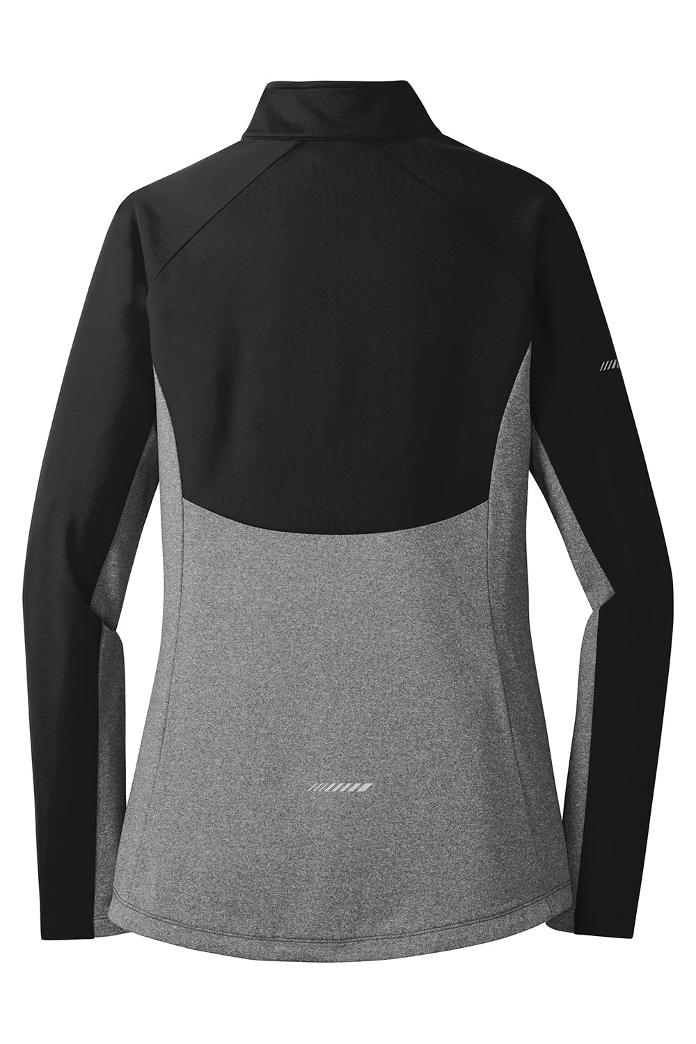 Sport-Tek LST854 Womens Sport-Wick Moisture Wicking 1/4 Zip Sweatshirt Black/Heather Charcoal Grey Flat Back