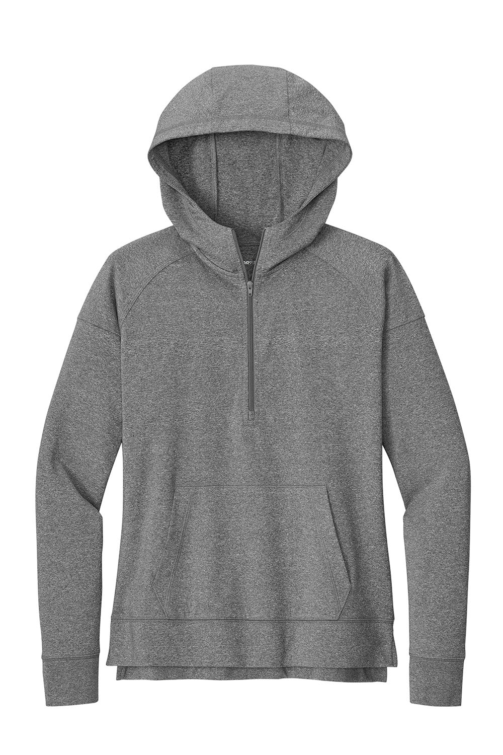 Sport-Tek LST856 Womens Sport-Wick Stretch 1/4 Zip Hooded Sweatshirt Hoodie Heather Charcoal Grey Flat Front