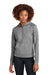 Sport-Tek LST856 Womens Sport-Wick Stretch 1/4 Zip Hooded Sweatshirt Hoodie Heather Charcoal Grey Model Front