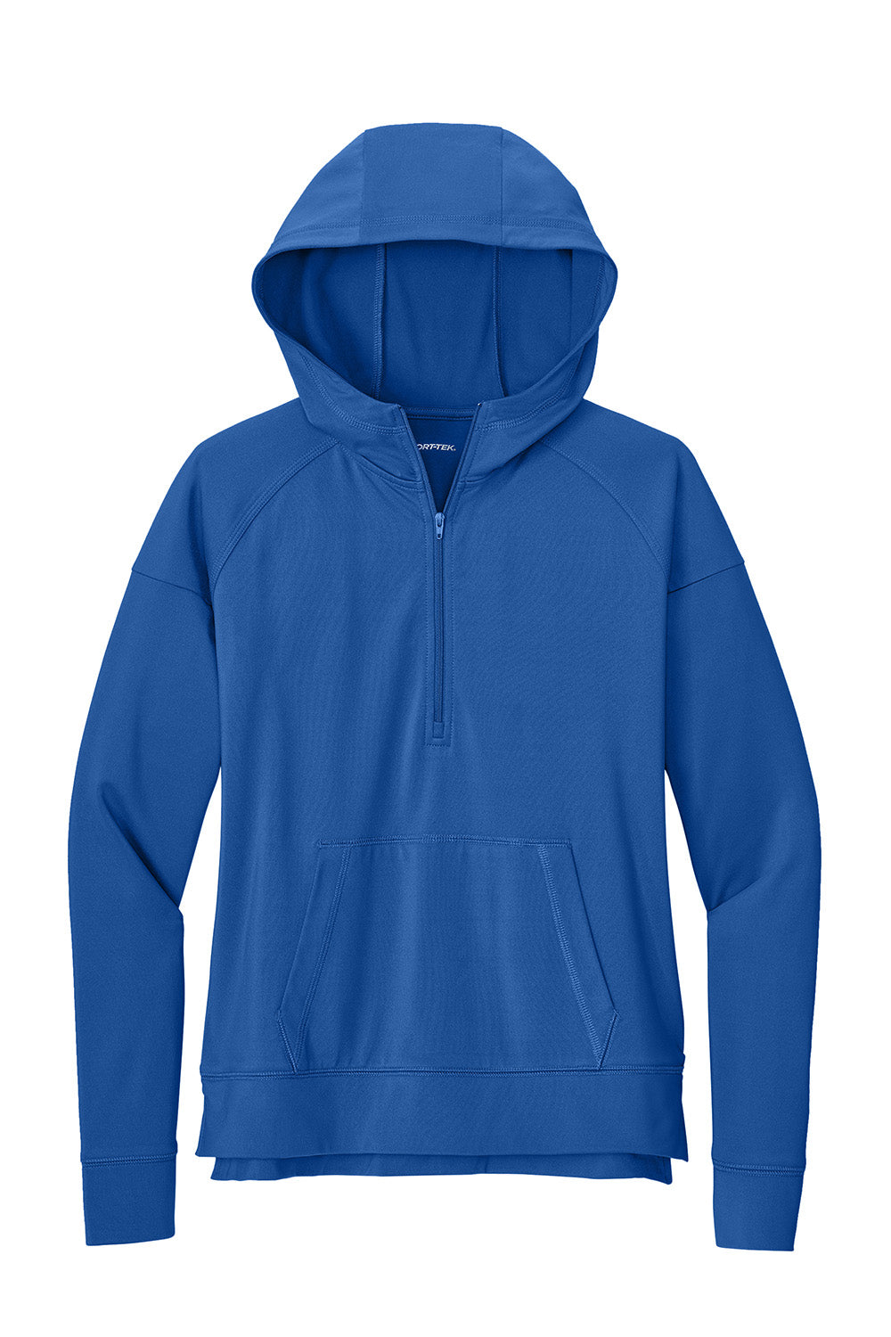 Sport-Tek LST856 Womens Sport-Wick Stretch 1/4 Zip Hooded Sweatshirt Hoodie True Royal Blue Flat Front