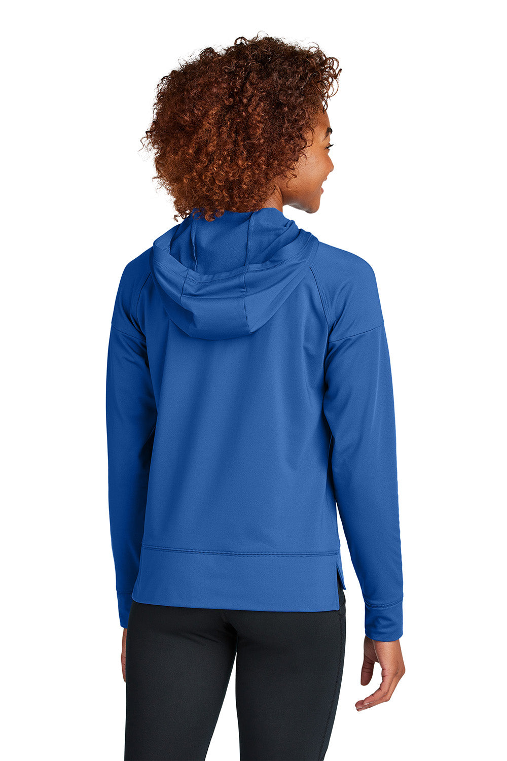 Sport-Tek LST856 Womens Sport-Wick Stretch 1/4 Zip Hooded Sweatshirt Hoodie True Royal Blue Model Back