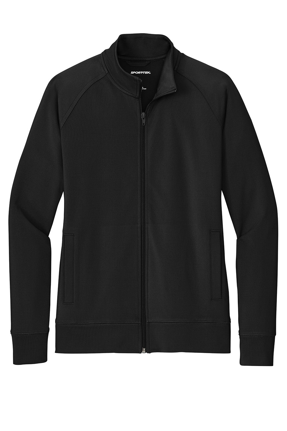 Sport-Tek LST857 Womens Sport-Wick Stretch Full Zip Cadet Jacket Black Flat Front