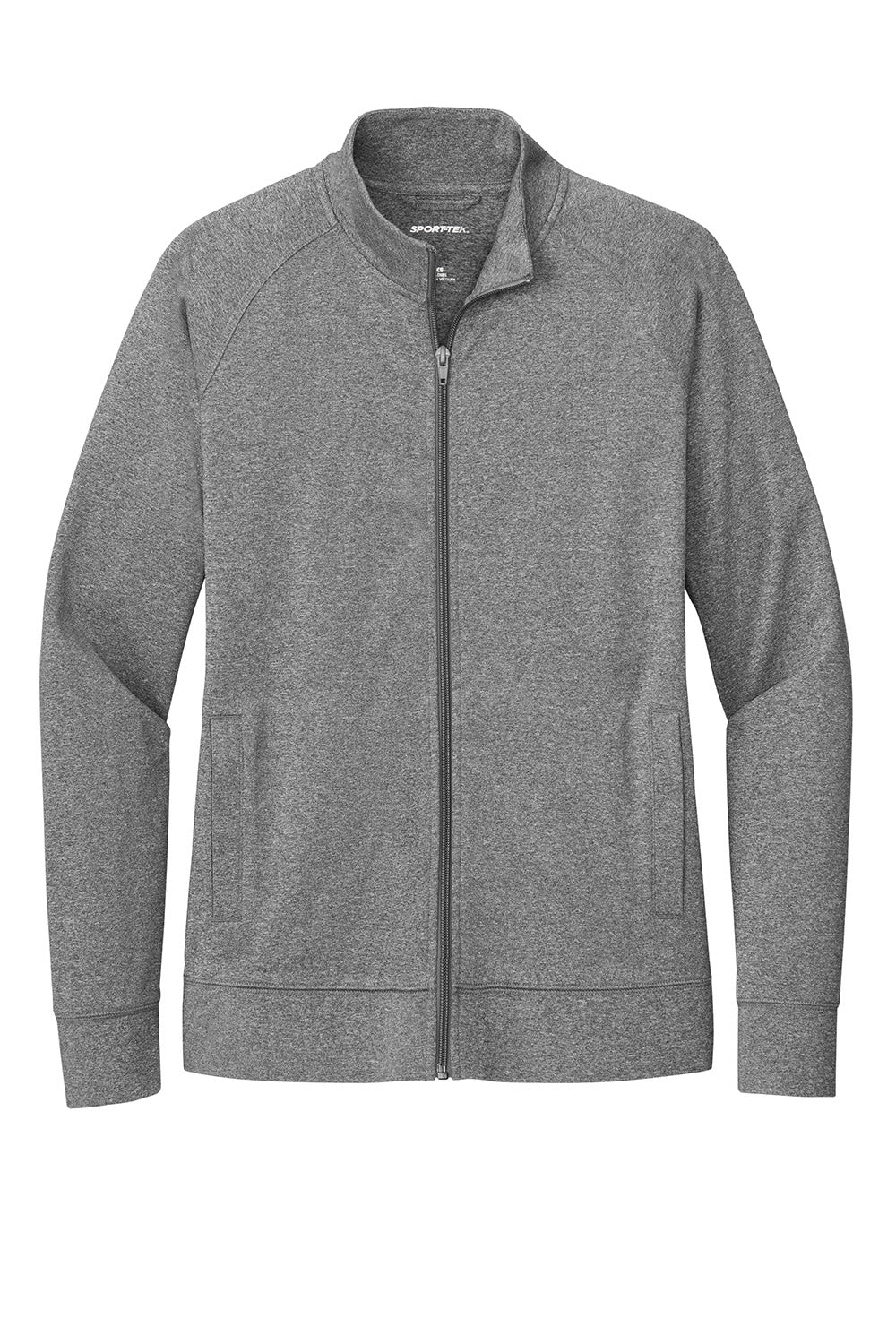 Sport-Tek LST857 Womens Sport-Wick Stretch Full Zip Cadet Jacket Heather Charcoal Grey Flat Front