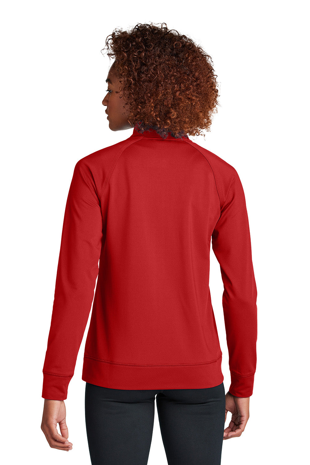 Sport-Tek LST857 Womens Sport-Wick Stretch Full Zip Cadet Jacket Deep Red Model Back