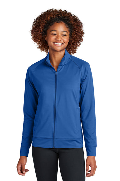 Sport-Tek LST857 Womens Sport-Wick Stretch Full Zip Cadet Jacket True Royal Blue Model Front