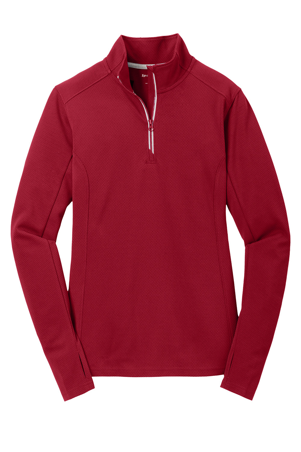 Sport-Tek LST860 Womens Sport-Wick Moisture Wicking 1/4 Zip Sweatshirt Deep Red Flat Front