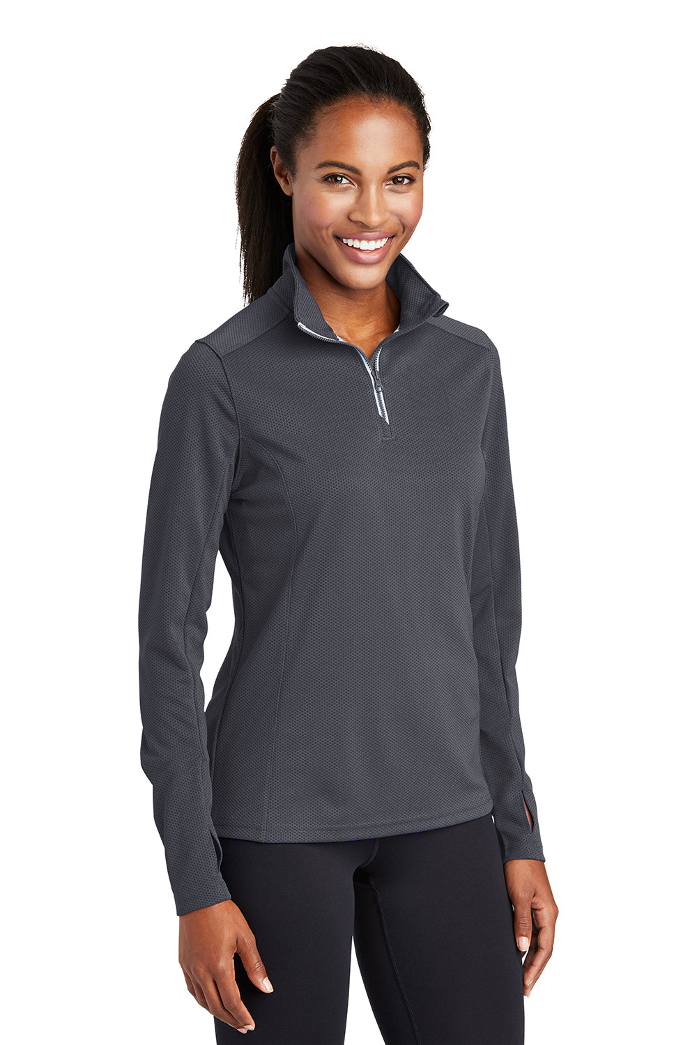 Sport-Tek LST860 Womens Sport-Wick Moisture Wicking 1/4 Zip Sweatshirt Iron Grey Model 3q