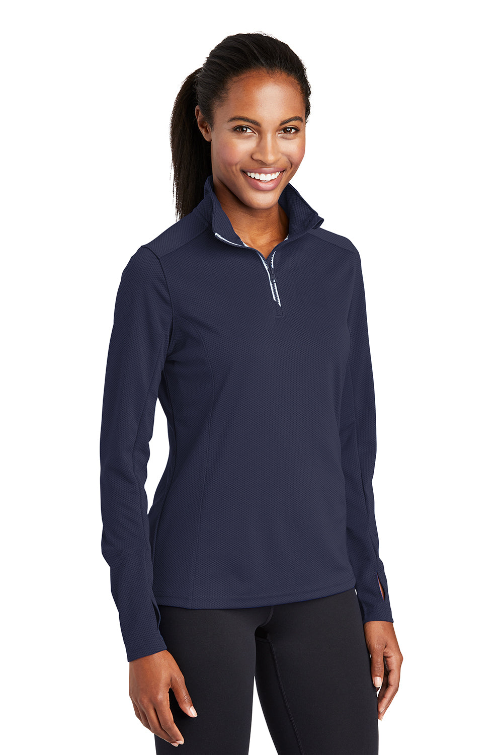 Sport-Tek LST860 Womens Sport-Wick Moisture Wicking 1/4 Zip Sweatshirt True Navy Blue Model 3q