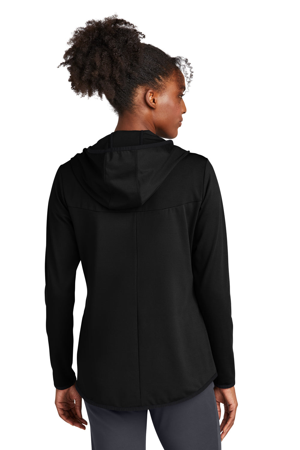 Sport-Tek LST870 Womens Circuit Full Zip Hooded Jacket Deep Black Model Back