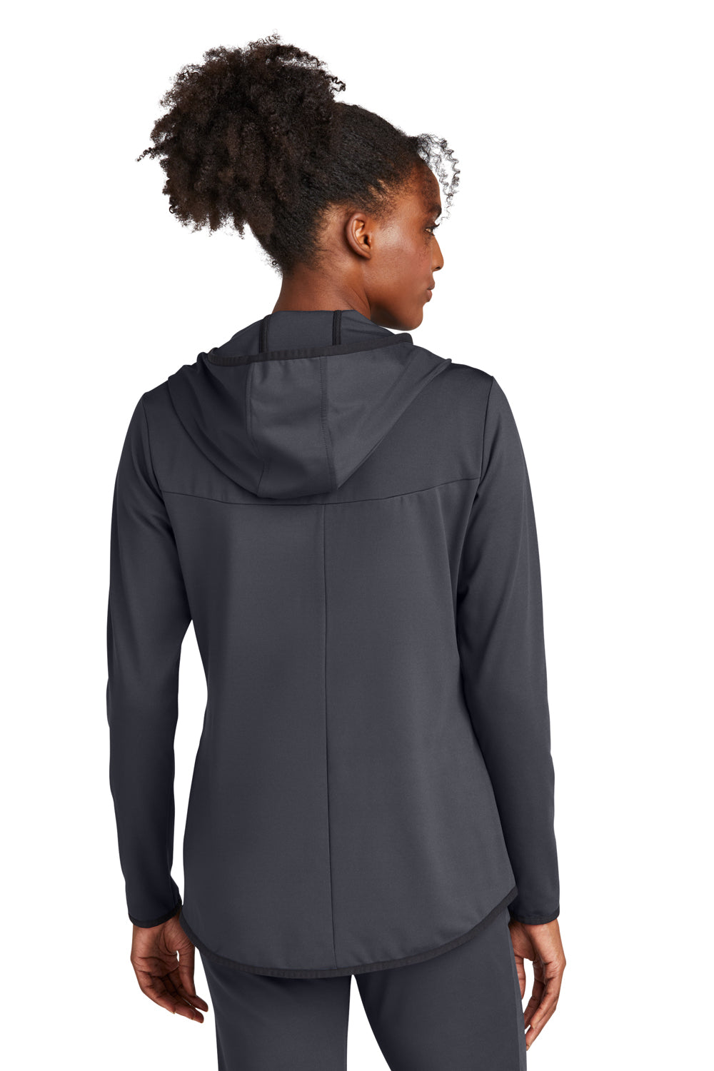 Sport-Tek LST870 Womens Circuit Full Zip Hooded Jacket Graphite Grey Model Back