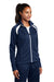 Sport-Tek LST90 Womens Full Zip Track Jacket True Navy Blue/White Model 3q