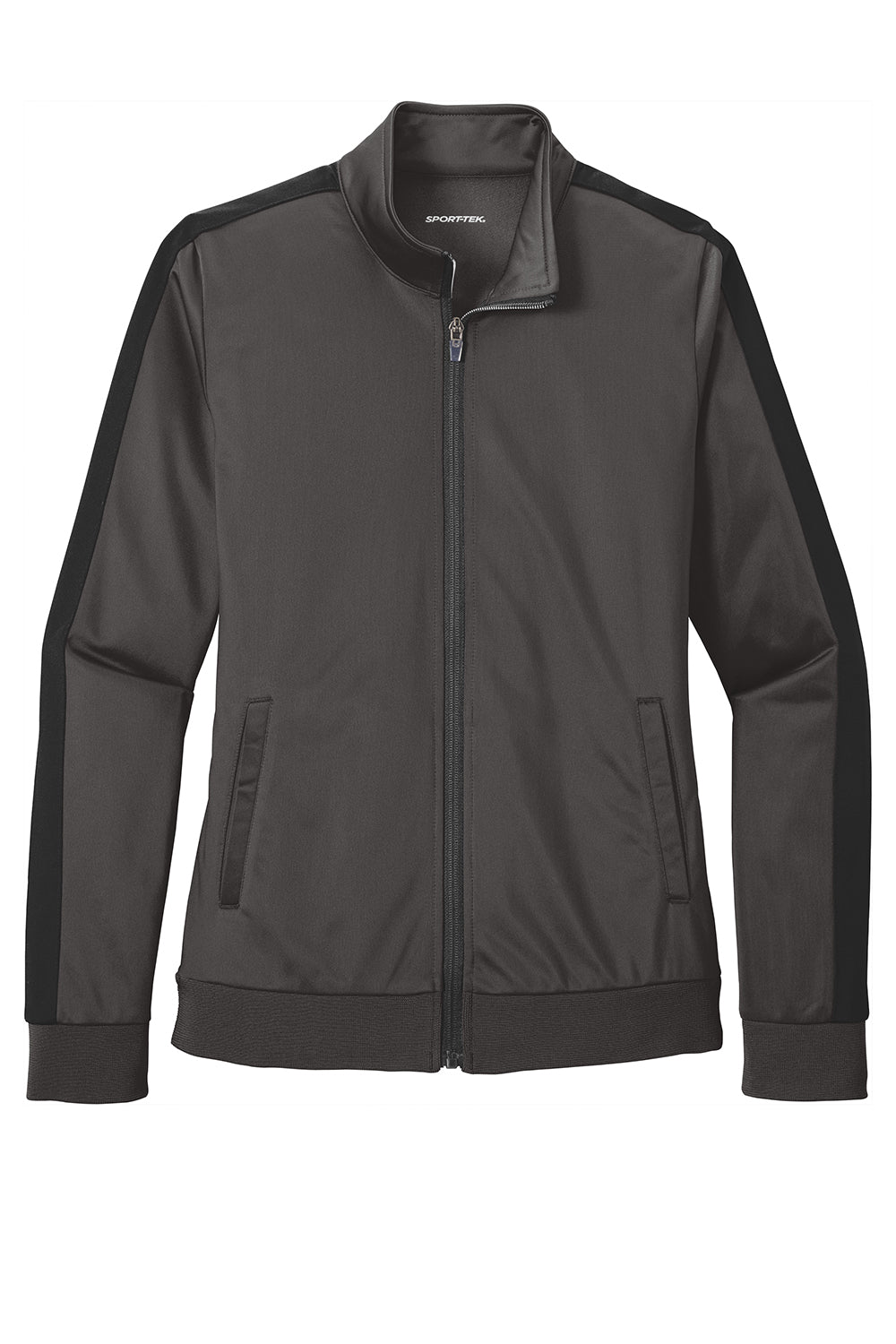 Sport-Tek LST94 Womens Full Zip Track Jacket Graphite Grey/Black Flat Front