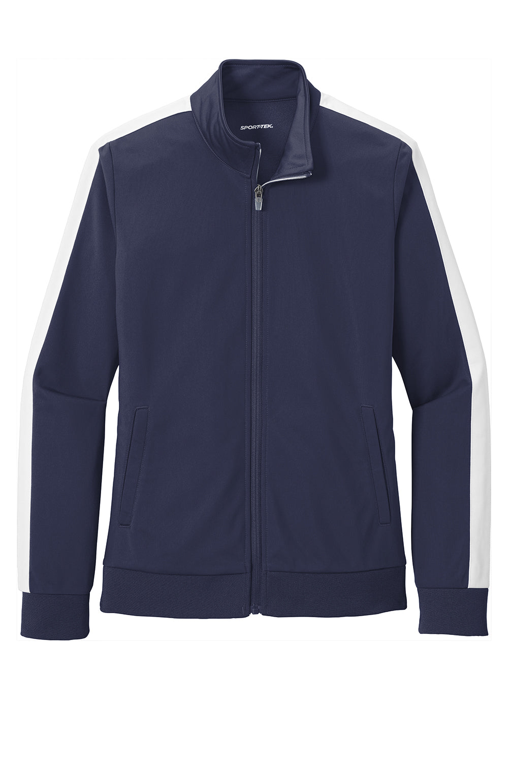 Sport-Tek LST94 Womens Full Zip Track Jacket True Navy Blue/White Flat Front