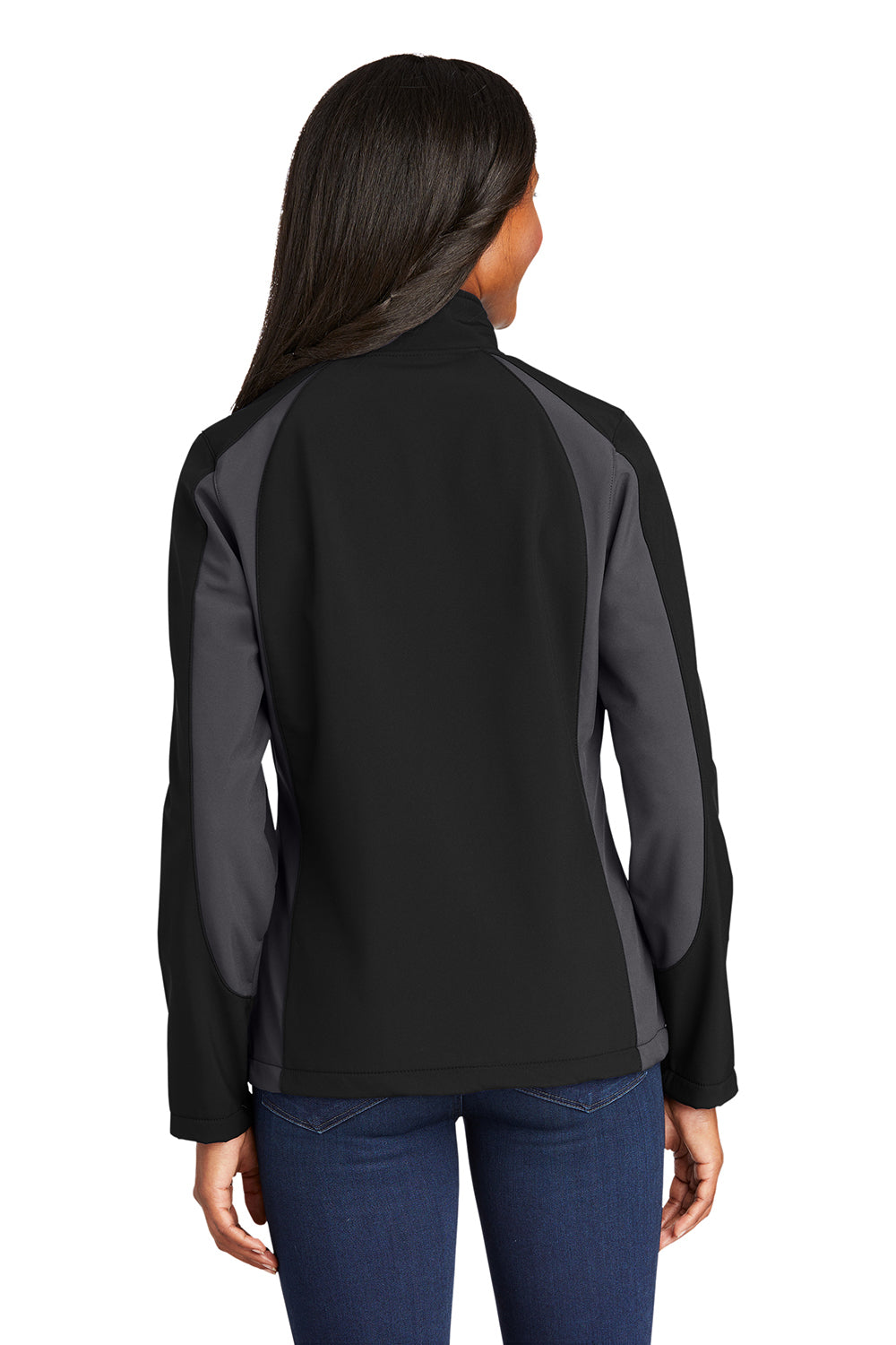 Sport-Tek LST970 Womens Water Resistant Full Zip Jacket Black/Iron Grey Model Back