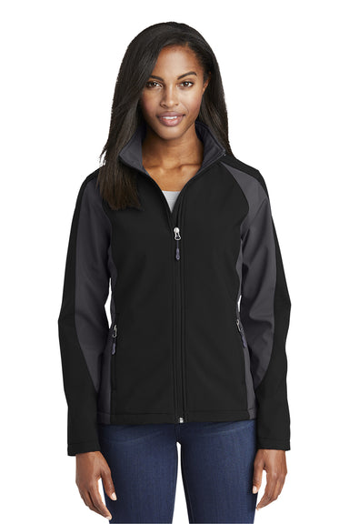 Sport-Tek LST970 Womens Water Resistant Full Zip Jacket Black/Iron Grey Model Front