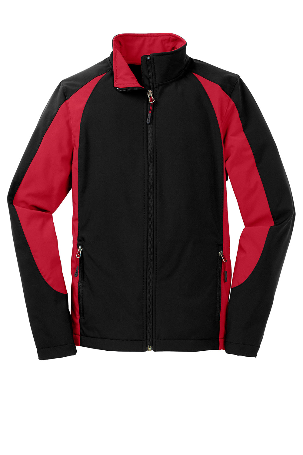 Sport-Tek LST970 Womens Water Resistant Full Zip Jacket Black/True Red Flat Front